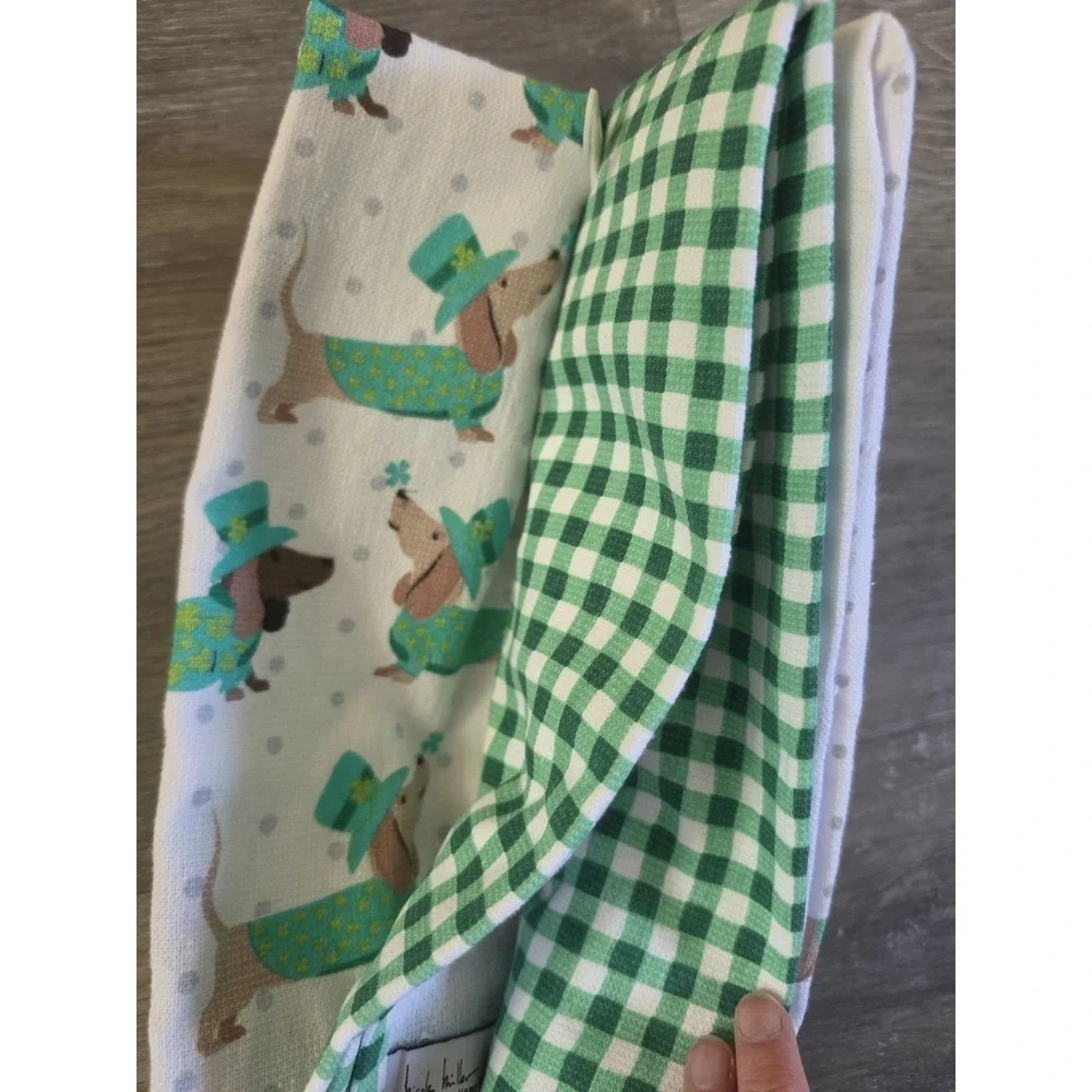NICOLE MILLER St. Patrick's‎ Day Dog Kitchen Towels - Set of 3 - 18x28